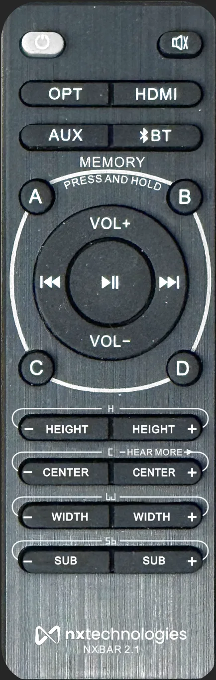 NXBAR 2.1 remote control